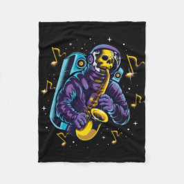 Cobertor De Velo Crânio de Astronauta Tocando Saxofone
