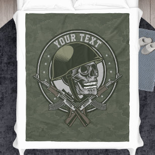 Cobertor De Velo Crânio e armas militares personalizados do Soldado