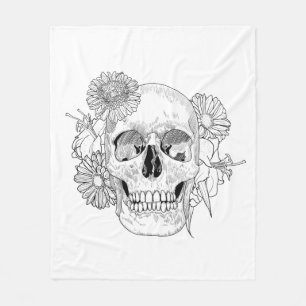 Cobertor De Velo Crânio e flores inspirados