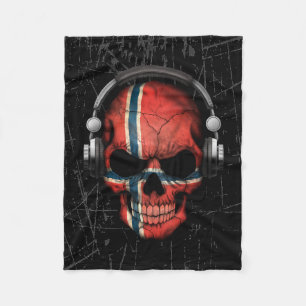 Cobertor De Velo Crânio norueguês riscado do DJ com fones de ouvi