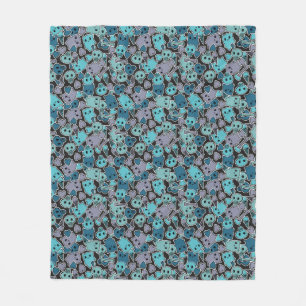 Cobertor De Velo Crânios, e corações no fundo preto 2