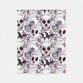 Cobertor De Velo crânios, morcegos e aranhas roxos