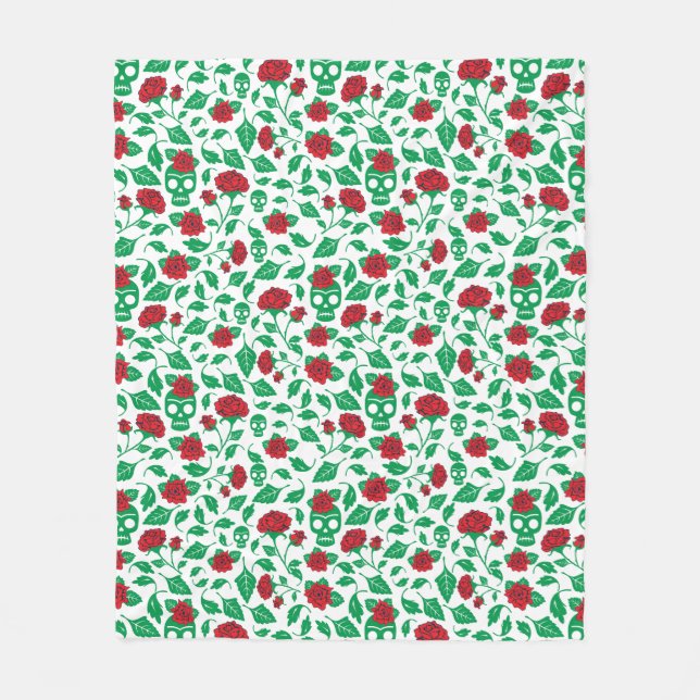 Cobertor De Velo Crânios & rosas de Frida Kahlo | (Frente)