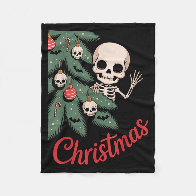 Cobertor De Velo Creepy Cute Kawaii Skeleton Christmas Tree Skull B (Frente)