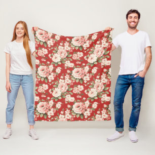 Cobertor De Velo Creme pastel rosa vermelho