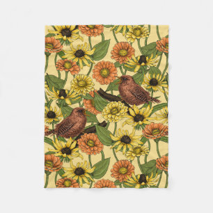 Cobertor De Velo Crenças e flores em amarelo pálido