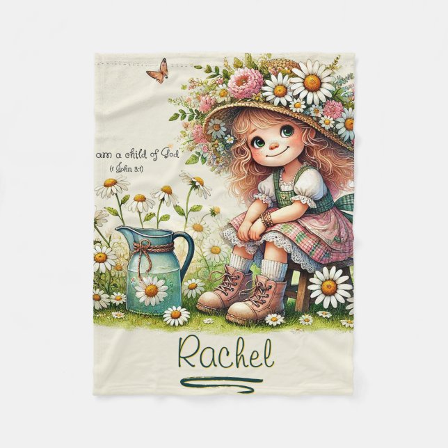 Cobertor De Velo Criança Personalizada da Margarida de Deus (Frente)