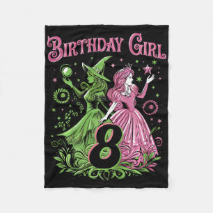 Cobertor De Velo Crianças: 8º aniversário Bruxa rosa e verde de 8 a