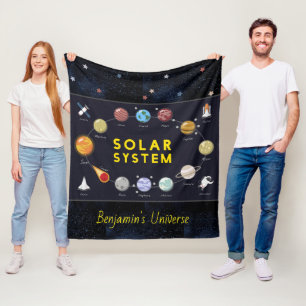 Cobertor De Velo Crianças Astronomia Sistema Solar Astronauta Nome