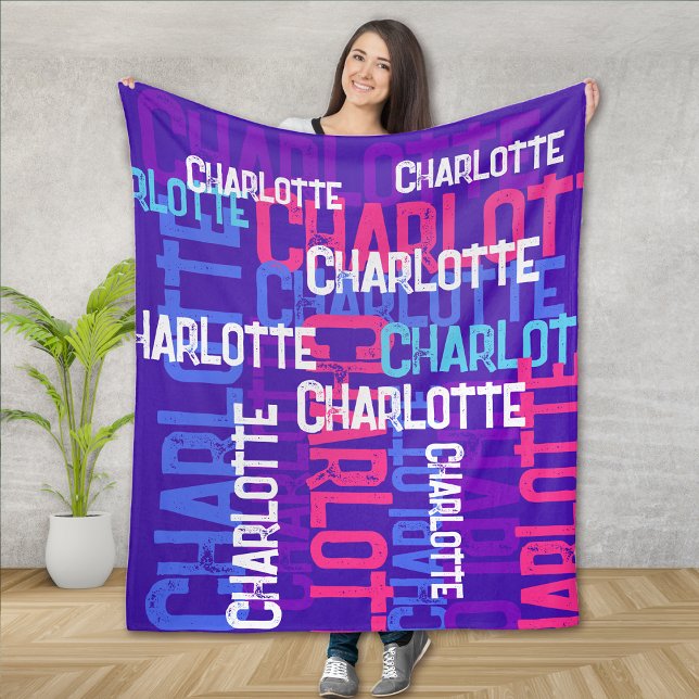 Cobertor De Velo Crianças com Padrão de Nome Repetitivo Monograma (Criador carregado)