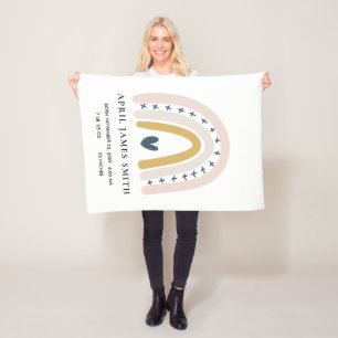 COBERTOR DE VELO CRIANÇAS CORAÇÃO BLUH BLUE RAINBOW BABY STATS