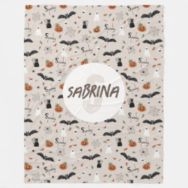 Cobertor De Velo Crianças Cute Spooky Halloween Queda Monograma