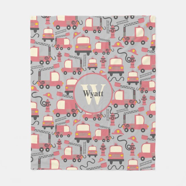 Cobertor De Velo Crianças de Bombeiros Vermelhos Personalizadas (Frente)