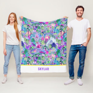 Cobertor De Velo Crianças de Camping de Dinossauro de Aquarela Pers