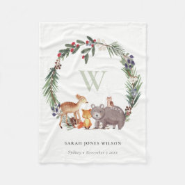 Cobertor De Velo Crianças De Monograma De Leafia De Animais Da Flor