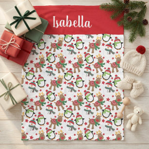 Cobertor De Velo Crianças de Natal Reindeer Personalizado