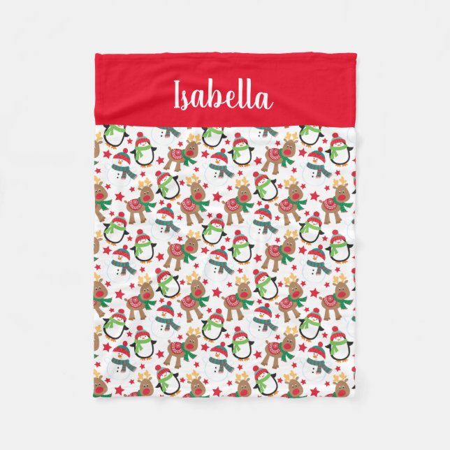 Cobertor De Velo Crianças de Natal Reindeer Personalizado (Frente)
