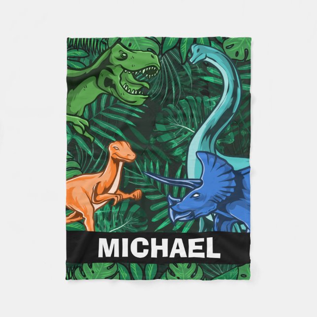 Cobertor De Velo Crianças Dinossauras Personalizáveis Dino Jurassic (Frente)