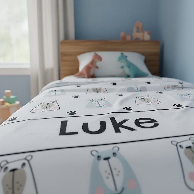 Cobertor De Velo Crianças Engraçadas (kids fleece blanket with name and bears)