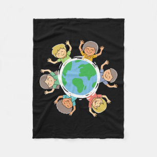 Cobertor De Velo Crianças felizes - Proteção Ambiental da Terra