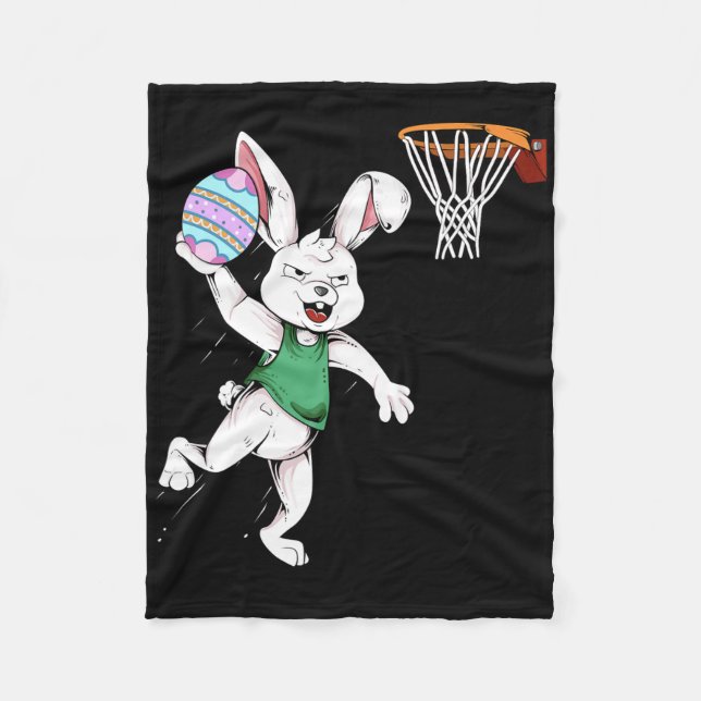 Cobertor De Velo Crianças felzs pascoa Bunny Dunk Bysketbyll Easte (Frente)