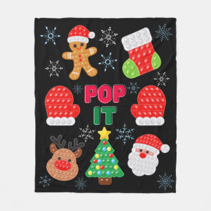 Cobertor De Velo Crianças Natal Pop It Papai Noel Rena Brinquedo de
