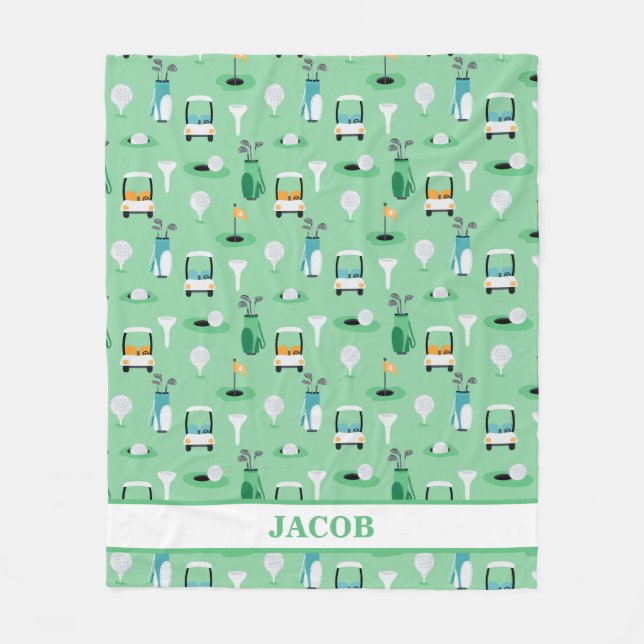 Cobertor De Velo Crianças Personalizadas Golfer Golfcart Golfing (Frente)