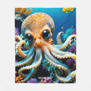 Cobertor De Velo Criaturas do Mar de Octopus Fantasy Cute Vivid