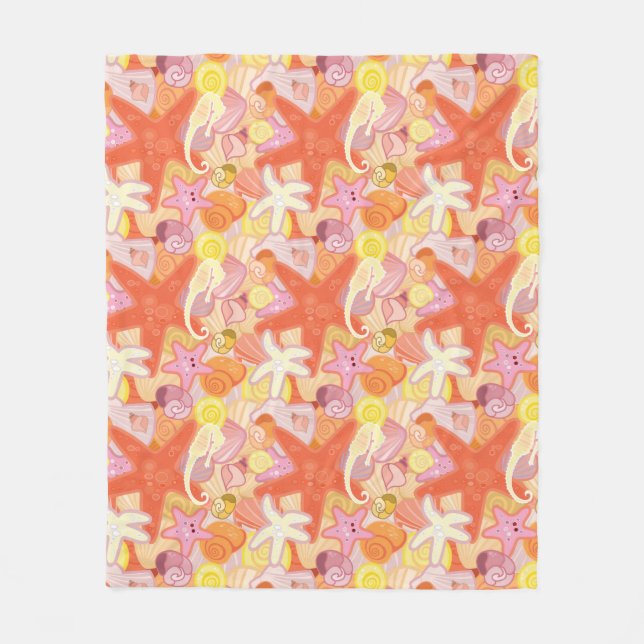 Cobertor De Velo Criaturas do Mar Pastel (Frente)