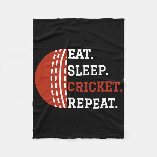 Cobertor De Velo Cricket Player Apparel Eat Sleep Cricket Repeat  (Frente)