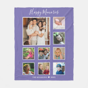 Cobertor De Velo Crie a sua 9 Família Colagem Fotográfica Roxo