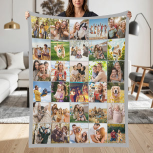 Cobertor De Velo Crie Sua Própria Colagem de 30 Fotos Personalizada