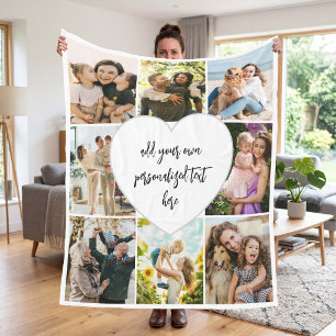Cobertor De Velo Crie Sua Própria Colagem de 8 Fotos Personalizadas