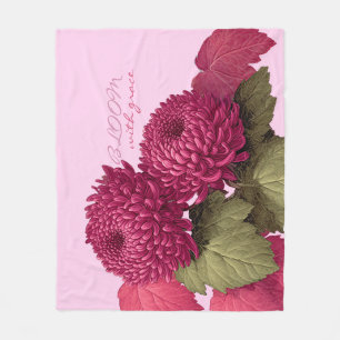 Cobertor De Velo Crísantemo Botânico Magenta Vintage
