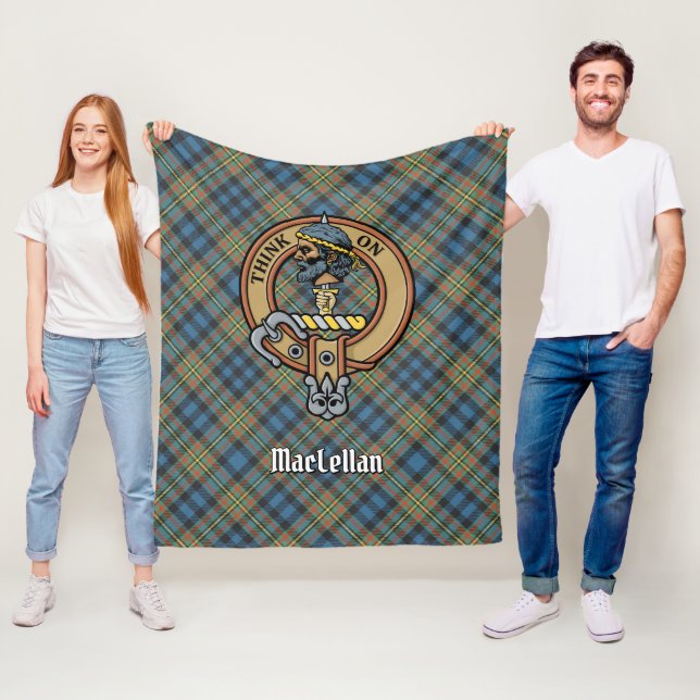 Cobertor De Velo Crista do Clã MacLellan sobre Tartan Antigo (In Situ)