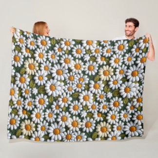 Cobertor De Velo Crochet White Daisies Spring Wildflowers