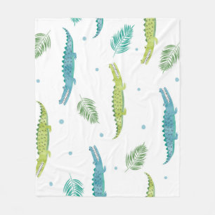 Cobertor De Velo Crocodilo Watercolor: Padrão de Alligador Vintage