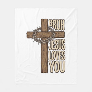 Cobertor De Velo Cruz de Bruh Jesus Te Ama Vintage Vetor Cristão