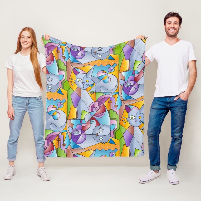 Cobertor De Velo Cubist Cats - The Mininos (In Situ)
