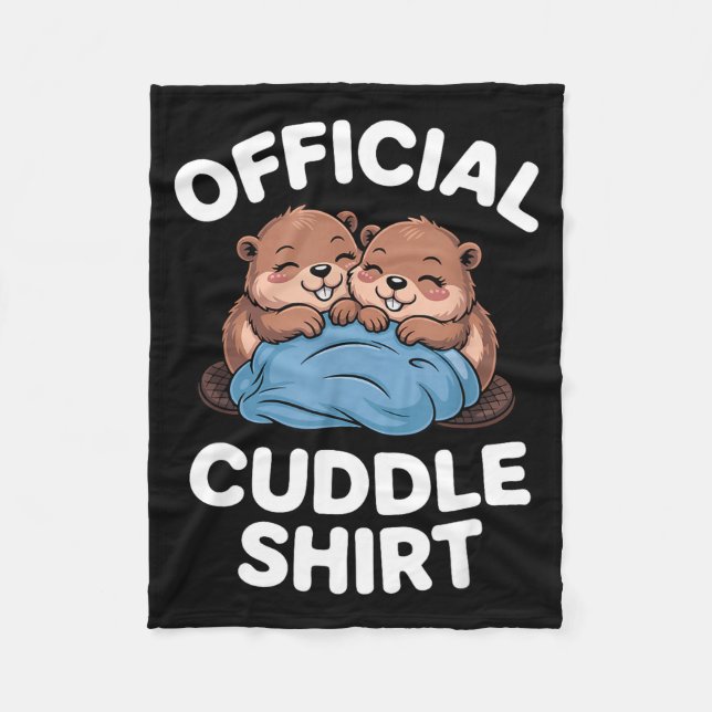 Cobertor De Velo Cuddle Shirt Cute Beavers Snuggling  (Frente)