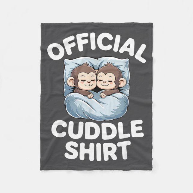 Cobertor De Velo Cuddle Shirt Cute Sleepy Monkey Couple  (Frente)