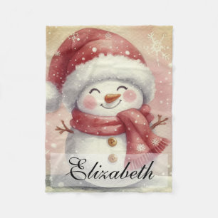Cobertor De Velo Cuja Vintage Watercolor Snowman Winter Wonderland