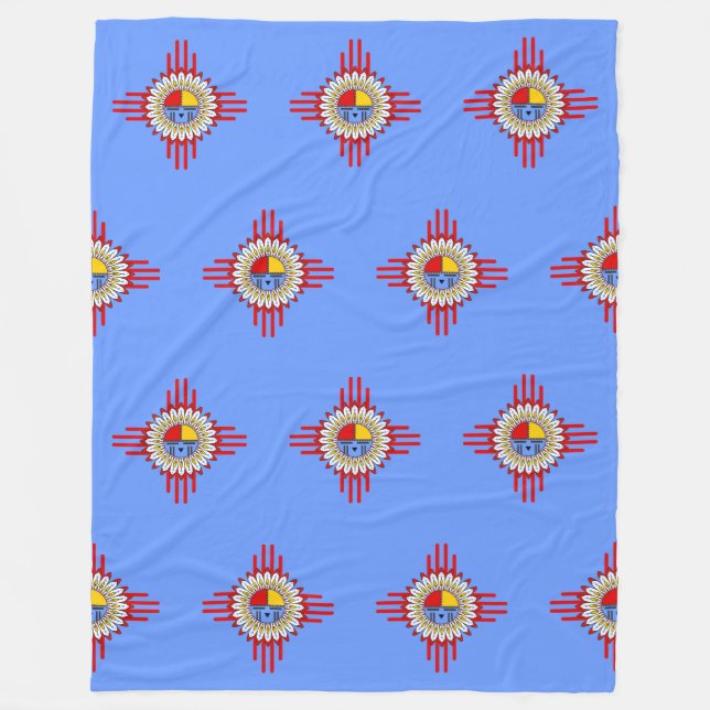 Cobertor De Velo Cultura Nativa Americana - Símbolo Kachina Zia 1 (Frente)