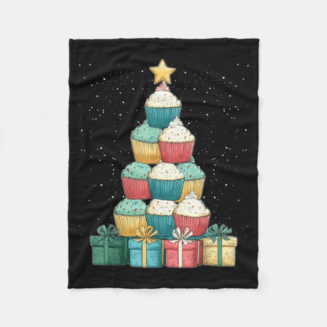 Cobertor De Velo Cupcake Baking Baker Christmas Tree Xmas  (Frente)