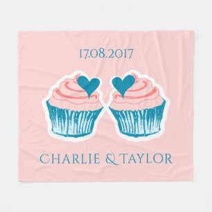 Cobertor De Velo Cupcake Love personalizado texto casal pulso