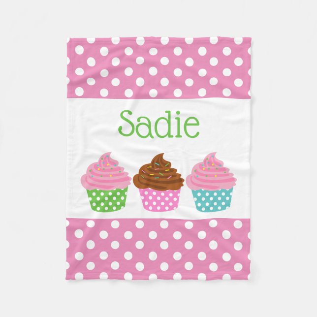 Cobertor De Velo Cupcakes de bolinhas Blanket de bordo personalizad (Frente)