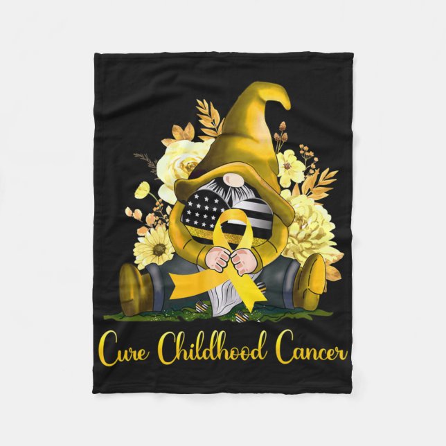 Cobertor De Velo Cure Childhood Cancer Awareness Gold Ribbon Gnome  (Frente)