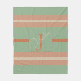 Cobertor De Velo Custom Coral Sage Stripe Monogram Boho Pastel Chi