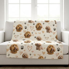 Cobertor De Velo Custom Dog Photo Blanket with Hearts
