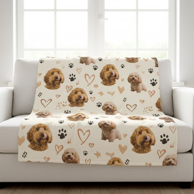 Cobertor De Velo Custom Dog Photo Blanket with Hearts (Criador carregado)